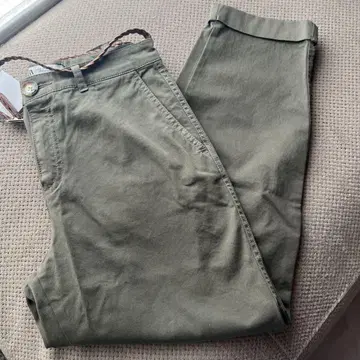 택 포함 자라 치노 팬츠 벨트 포함 카키