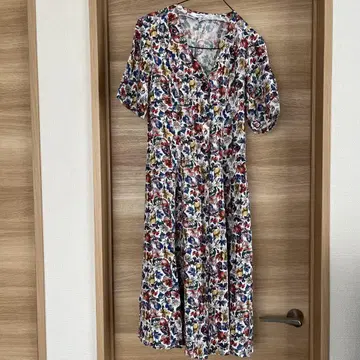 MOUSSY 꽃무늬 반팔 롱 원피스