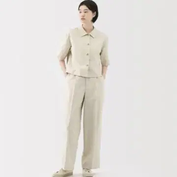 무인양품 트윌 턱 와이드 팬츠 S