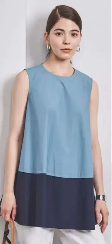 UNITED ARROWS 컬러 블록 튜닉 블라우스