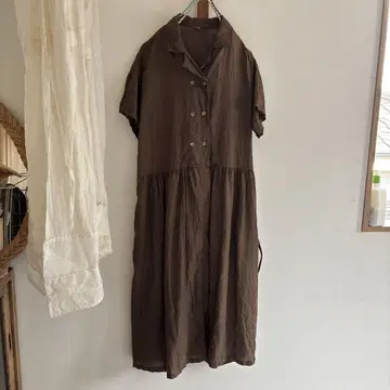 파리시 PAR ICI 린넨 원피스 허리 리본 린넨 원피스