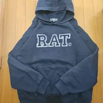 RATTLE TRAP RAT 로고 블랙 페이드 후드티