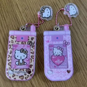 헬로키티 슬라이드 피처폰 키링 헤이세이 갸루 헤이세이 레트로