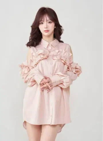 darich 멀티 스트라이프 프릴 셔츠 튜닉