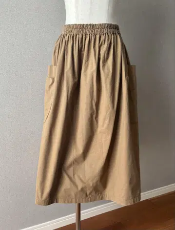 홈스펀 벌키 모슬린 더블 포켓 개더 스커트