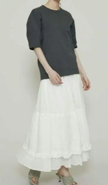 택 포함 새상품 카사플라인 인도 면 캉캉 스커트