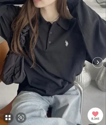 U.S. POLO ASSN. /긴팔 봄 니트 피케 셔츠 롱 T