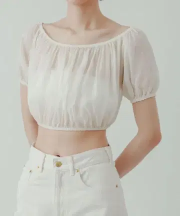 요 바이오톱 구리 모티프 퍼프 블라우스