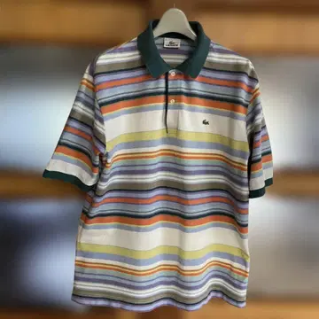 LACOSTE/라코스테 반팔 피케 셔츠 보더 무늬 사슴