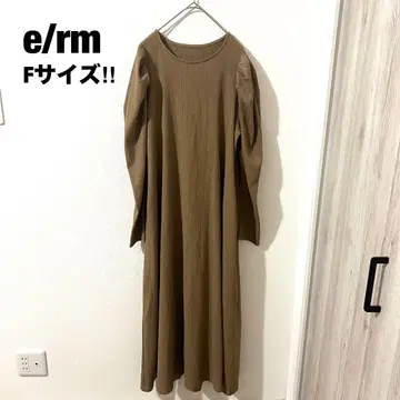 e/rm 이얼엠 롱 원피스 긴팔 퍼프 슬리브 브라운