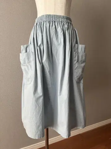 홈스펀 벌키 모슬린 더블 포켓 개더 스커트