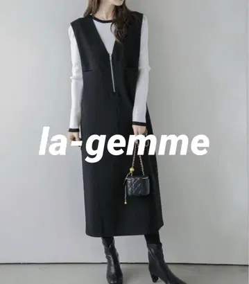 V 넥 점퍼 스커트 la-gemme 프리 사이즈