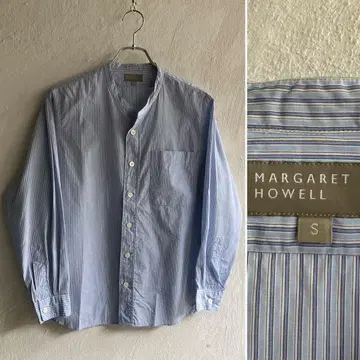 새상품급 Margaret Howell 스트라이프 밴드 카라 셔츠 MHL.
