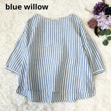 블루 윌로우 blue willow 린넨 블라우스 스트라이프 린넨 100%