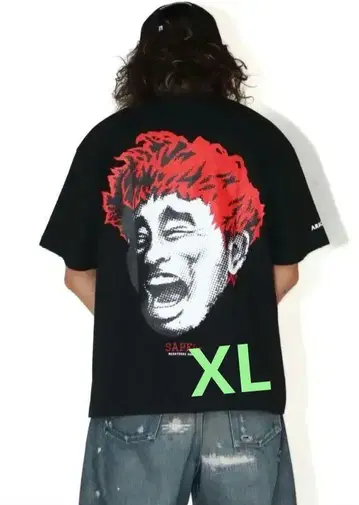 SAPEur 사풀 하마다 마코토 콜라보 한정판 티셔츠 블랙 XL