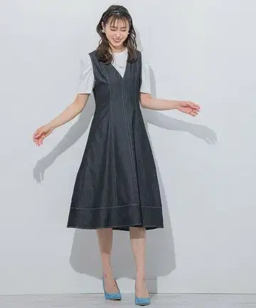 데님 샴브레이 숏 스커트 퀸즈 코트