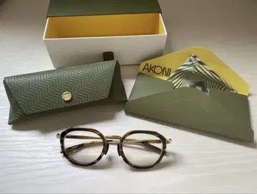 AKONI 브라운 클리어 오벌 안경 세트