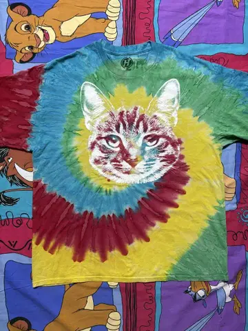 애니멀 프린트 "tie-dye WHITE CAT" SIZE:XL