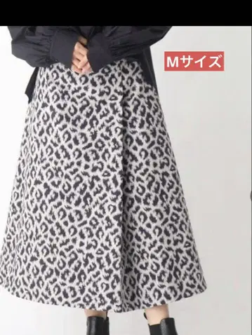 레오파드 무늬 플레어 스커트 M 택 포함 새상품 오쿠사 나오코 콜라보