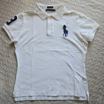 Ralph Lauren 스키니 피케 셔츠 L 화이트 빅 폴로