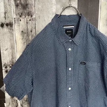 RVCA 루카 반팔 셔츠 자수 포켓 올 패턴 L 코튼
