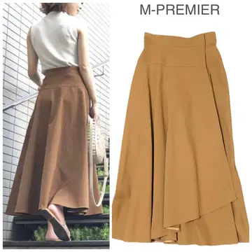새상품급 M-PREMIER 비대칭 랩스커트 34 엠프리미어