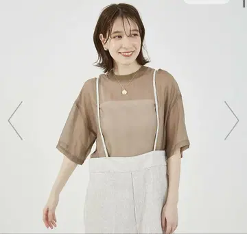 시스루 카키 반팔 상의