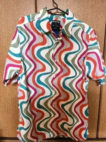 KAVU 파도 무늬 반팔 셔츠 Painted Lines 19811373