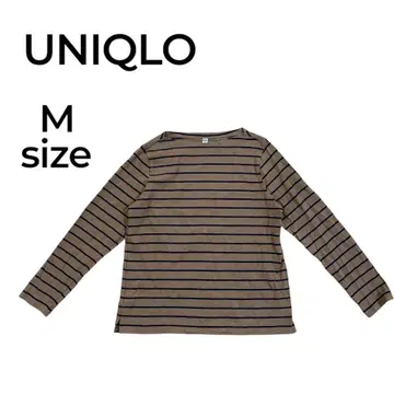 유니클로 보더 보트넥 긴팔 티셔츠 브라운 여성용 M 1827