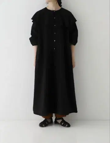 nest robe 오미 사리 케이프 칼라 원피스 블랙 2way