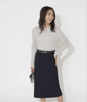 NBB [세탁 가능] 베이커 포켓 A 라인 스커트 네이비 S