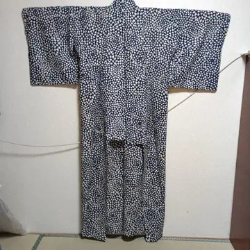 면 명주 고급 유카타 네이비 컬러 기모기 패턴