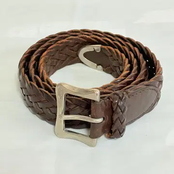 J&M DAVIDSON 영국제 메쉬 가죽 벨트 다크 브라운