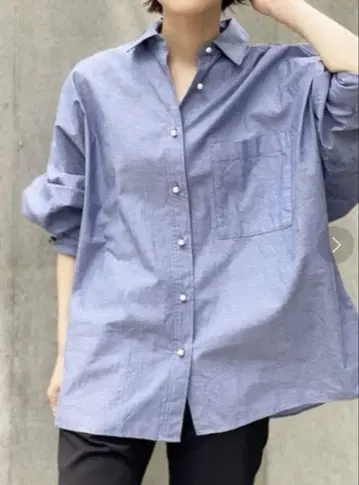 펄 버튼 돌먼 오버 셔츠