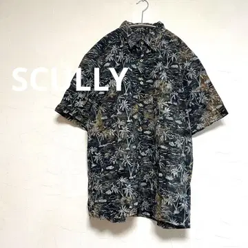 스컬리 SCULLY 올 패턴 반팔 셔츠 블랙 남성용 M