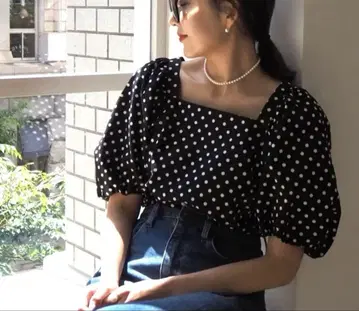 SALLURE POIS 도트 블라우스