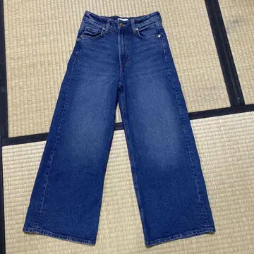 H&M 다크 블루 와이드 레그 데님 US 0