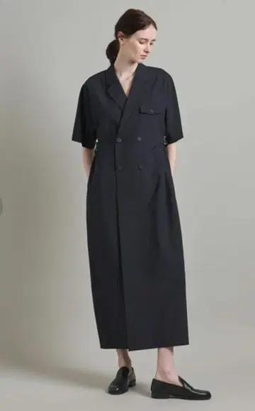 새상품급 24AW LOEFE 로에프 더블 브레스트 원피스 블랙 0