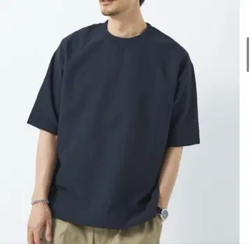 그린 라벨 도트 에어 헴 코드 크루넥 티셔츠 네이비 L