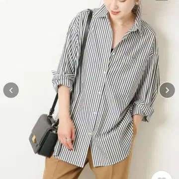 Spick & Span 50 코튼 오버 셔츠 스트라이프 프리