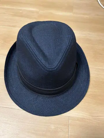 네이비 페도라 햇 원단 블랙 밴딩
