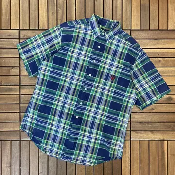 90s RALPH LAUREN 체크 버튼 다운 반팔 셔츠