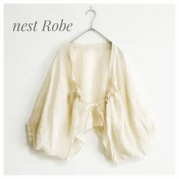 새상품급 nest Robe 린넨 볼레로 가디건 베이지 6부 소매