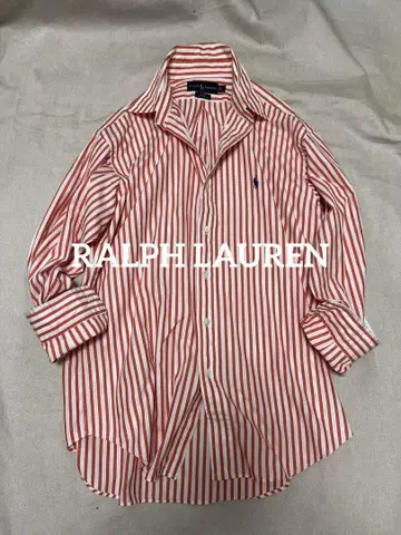 랄프 로렌 RALPH LAUREN 스트라이프 셔츠 오렌지 L 사이즈 자수