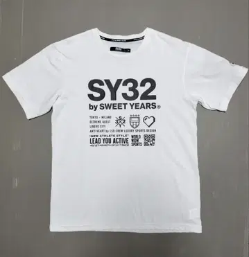 SY32 소매 러버 로고 티셔츠 남성용 사이즈 XL