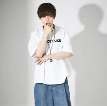 BLACKLUCK 타케야키 쇼 릴랙스 핏 로고 티셔츠 M WHITE