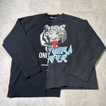 오니츠카타이거 도킹 맨투맨 XL 블랙 그레이