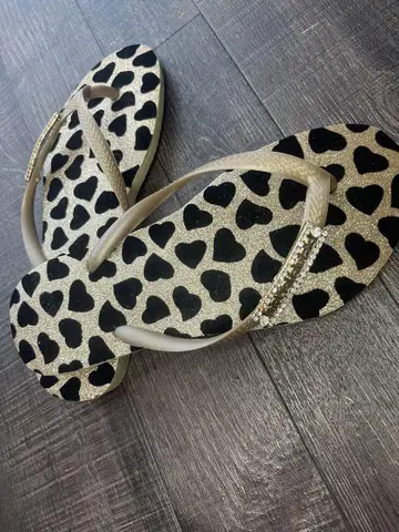 havaianas 하트 무늬 샌들 골드/블랙