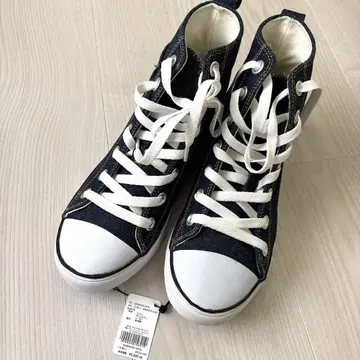 레어 RODEO CROWNS 데님 인디고 하이컷 스니커즈 24cm