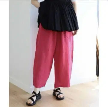 BEAMS BOY 빔즈 보이 린넨 솔리드 이지 팬츠 핑크